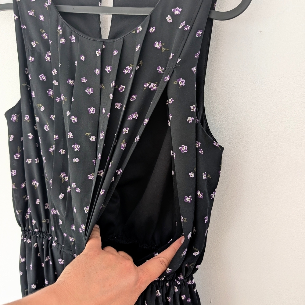 Thyme Breastfeeding Black Floral Sleeveless Sheath Dress In Size XS - Picture 4 of 7